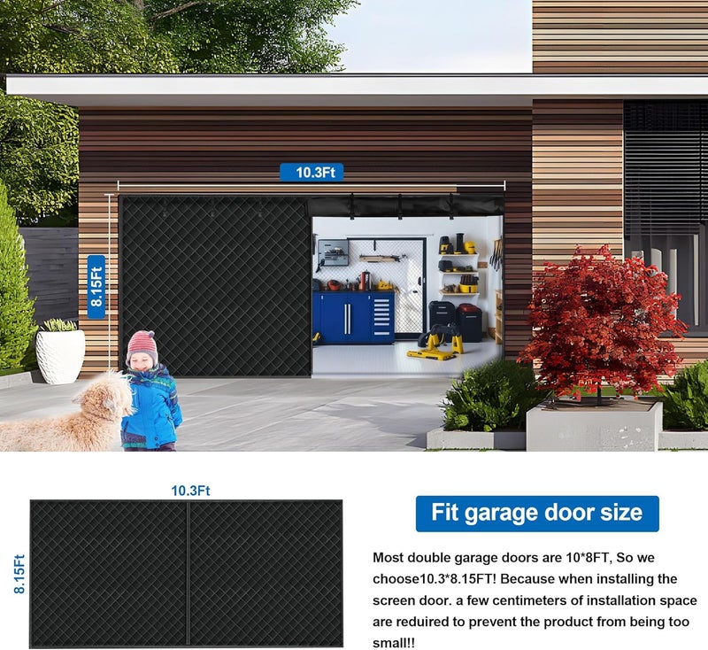 LIAMST Garage Door Screen for Winter，Garage Door Insulation Kit，Magnetic Thermal Insulated Door Curtain, Garage Insulated Door Curtain ， Weatherproof, Windproof, Soundproof(10 * 8Ft) - Image 2